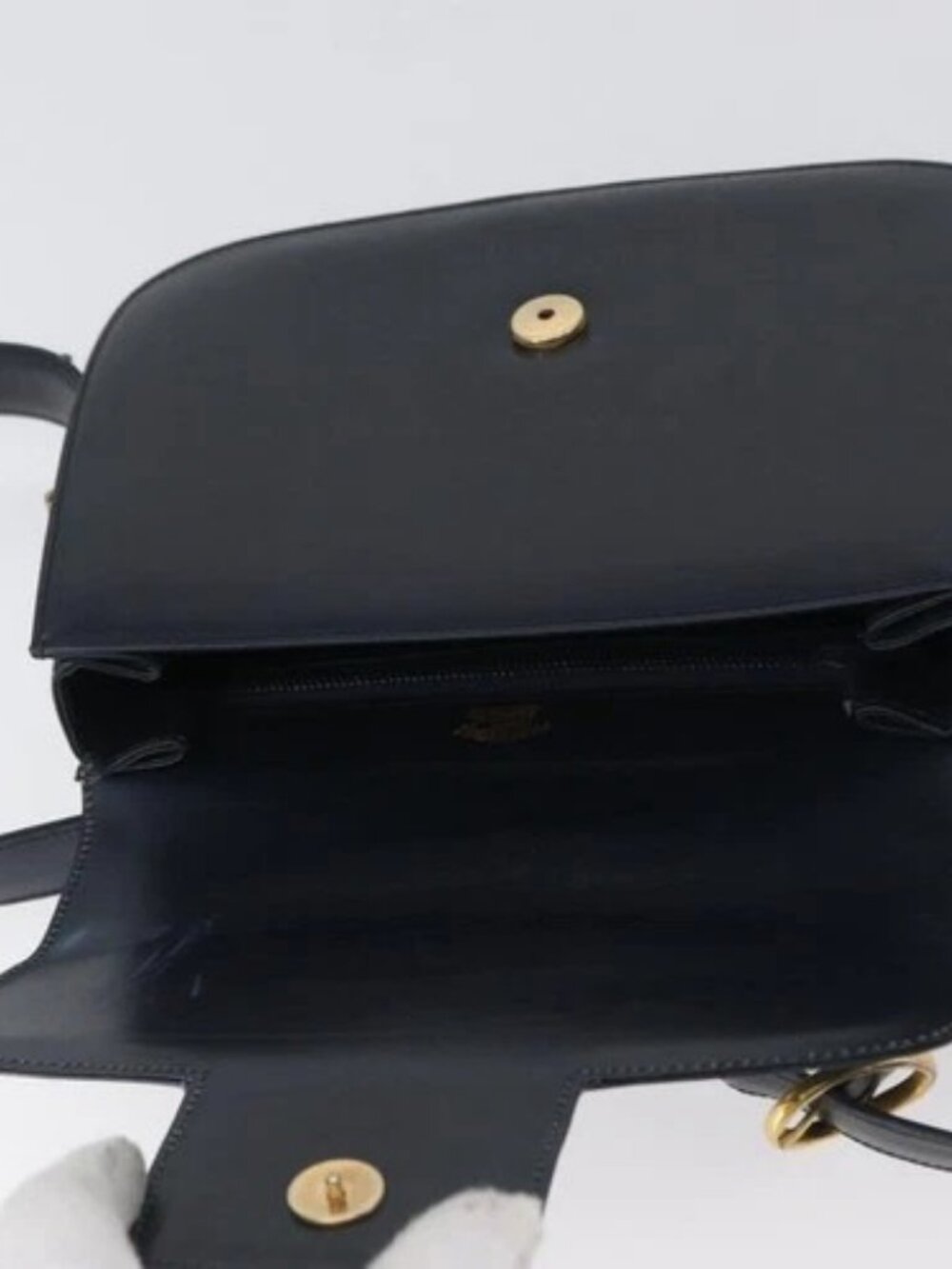 GUCCI Shoulder Bag Leather Navy Gold Auth 169677 - Picture 13 of 15